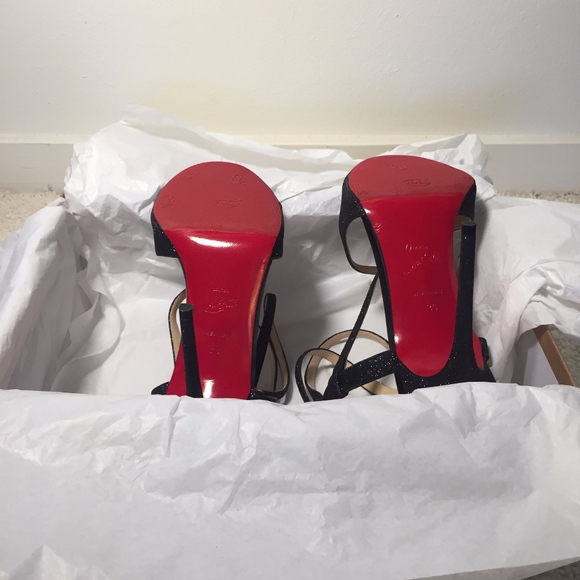 LOUBOUTIN 100 GLITTER MINI/KID BLACK - Picture 4 of 8